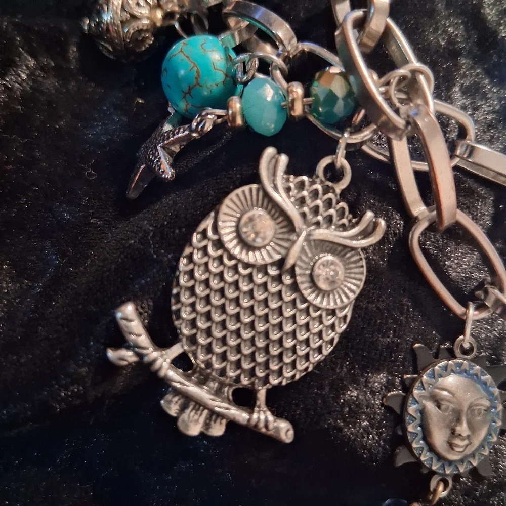 Turquoise Charm Owl Bracelet - Women Jewelry Extendable Sz 7 To 9